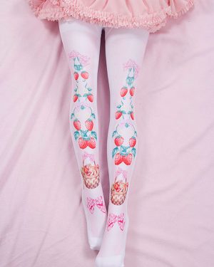 Sweet Lolita Tights Pink Spandex Fruit Pattern Lolita Accessories