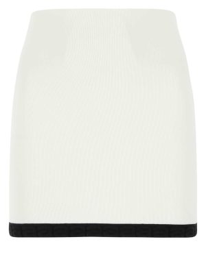 T by Alexander Wang White Stretch Viscose Blend Mini Skirt