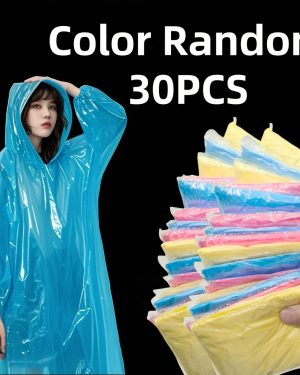 TEMU 15/30pcs Disposable Transparent Rain Ponchos For Adults - Lightweight Packable Gear, Red/blue/yellow, Breathable Plastic For Hiking, Fishing,