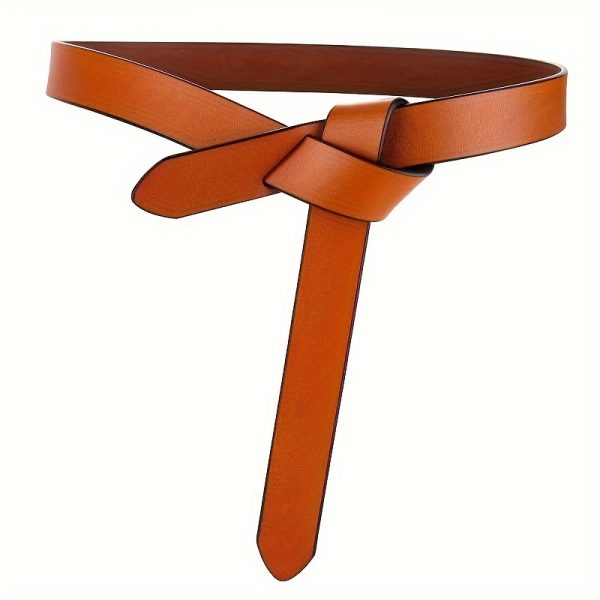 TEMU 1pc Cowhide Belt Ladies Soft Genuine Leather Knotted Suspender Dress Accessories Gothic Retro Luxury Designer Girdle Corset For Women