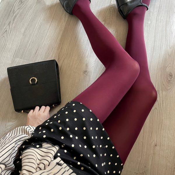 TEMU 1pc Of Women's Fashionable Solid Color Casual Pants, Autumn And Winter Personality Burgundy Tights Suitable For Dating