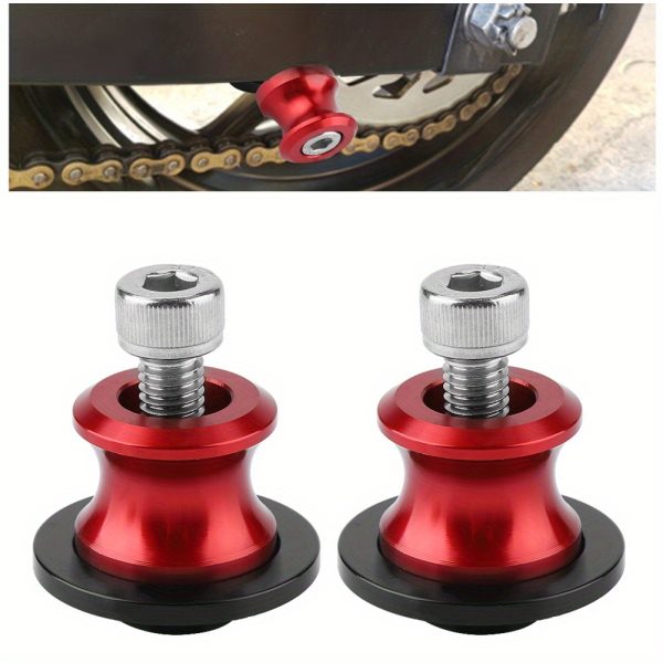 TEMU 2pcs 8mm Motorcycle Cnc Rear Stand Swing Arm Spool Sliders Stand Swingarm Bobbins (red), Ywbl-wh