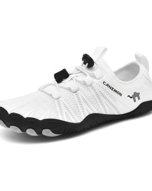 TEMU Canemon Outdoor Slip-resistant Hiking Boots - Black, Rubber Base With White Patterns, Quick-dry Fabric Upper, Low For Use, Ideal For Hiking And