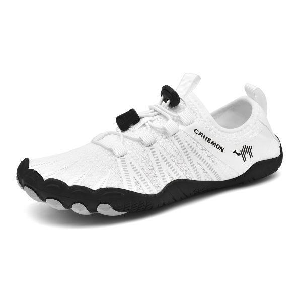 TEMU Canemon Outdoor Slip-resistant Hiking Boots - Black, Rubber Base With White Patterns, Quick-dry Fabric Upper, Low For Use, Ideal For Hiking And
