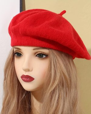 TEMU Chic Women's Beret - Vintage French Style In Black, Red, Orange | Lightweight & Warm Acrylic | Ideal For Autumn/winter | Hand Or Only