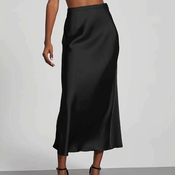 TEMU Lightweight Soft Draping Half Body Mermaid Skirt, Summer Casual High-waisted Satin Wrap Dress, Mid-length Office Wear Mermaid Tail Skirt