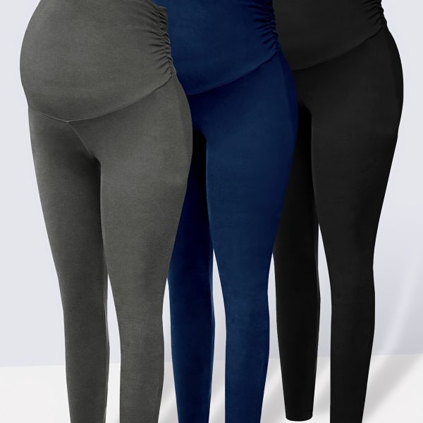 TEMU Maternity Leggings Over The Belly Pregnancy Active Wear Workout Yoga Tights Pants 3pcs Set