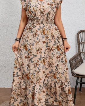 TEMU Oversized Dress, Cinched Waist, Peplum Hem, Casual, Elegant, Vacation