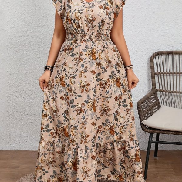TEMU Oversized Dress, Cinched Waist, Peplum Hem, Casual, Elegant, Vacation