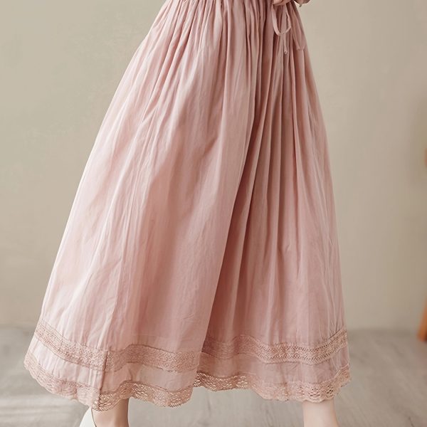 TEMU Plus Size Women's Half Skirt Spring/summer New Elastic Waist Double Layer Long Slim Fit Midi Dress