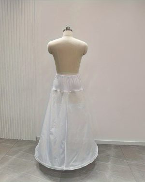 TEMU Sayabridal Simple Polyester Bridal Petticoat, Adjustable Waist, Elasticized A-line Tutu Skirt, With Steel Hoop, For Wedding Dress Crinoline
