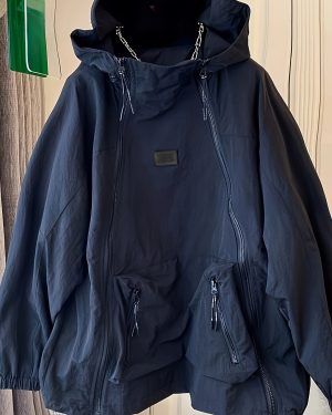 TEMU Women's Casual Hooded Windbreaker Jacket With Zipper Pockets - Navy Blue, Long Sleeve, Spring/fall Fashion, Casual Outerwear | Zippered Jacket |