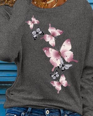 TEMU Women's Casual Long-sleeve Crew Neck Sweatshirt With Vibrant Print - Soft White, Round Neck, Fall & Spring Top, Autumn Casual Wear | Round Neck