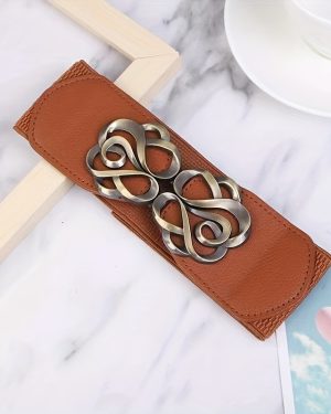 TEMU Women's Elastic Wide Waist Belt With Black Waist Cover, Versatile Fashion Accessory For Dresses, Sweaters, Casual To Formal Occasions, Knitted