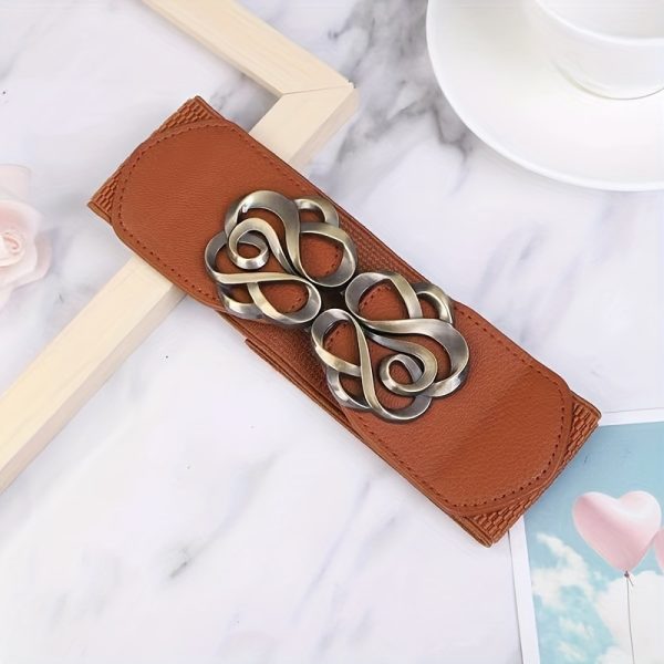 TEMU Women's Elastic Wide Waist Belt With Black Waist Cover, Versatile Fashion Accessory For Dresses, Sweaters, Casual To Formal Occasions, Knitted