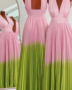 TEMU Women's Elegant Gradient Purple To Pink Dress - Formal & Casual A-line Party, Non-stretchy Fabric, Machine Washable Evening Gown For Women,