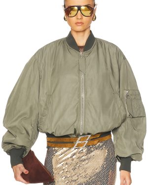 THE ATTICO Bomber Jacket in Military Green - Army. Size 38 (also in 40, 44).