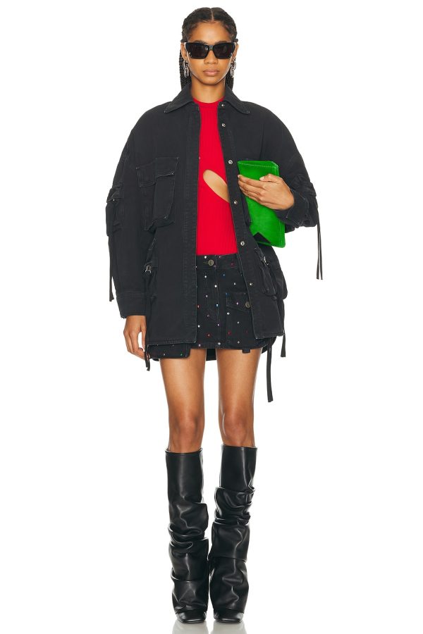 THE ATTICO Fern Short Coat in Black - Black. Size 36 (also in 40, 44).
