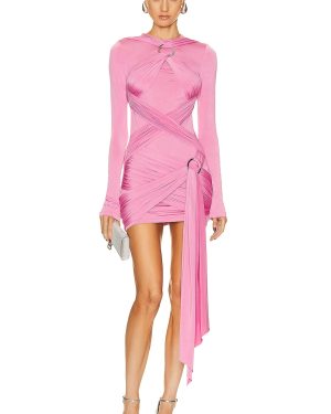 THE ATTICO Fran Mini Dress in Shocking Pink - Pink. Size 42 (also in ).