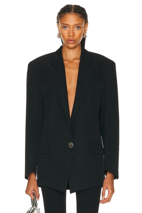 THE ATTICO Glen Blazer in Black - Black. Size 42 (also in 44).