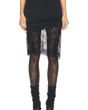 THE ATTICO Midi Skirt in Black - Black. Size 42 (also in 44).