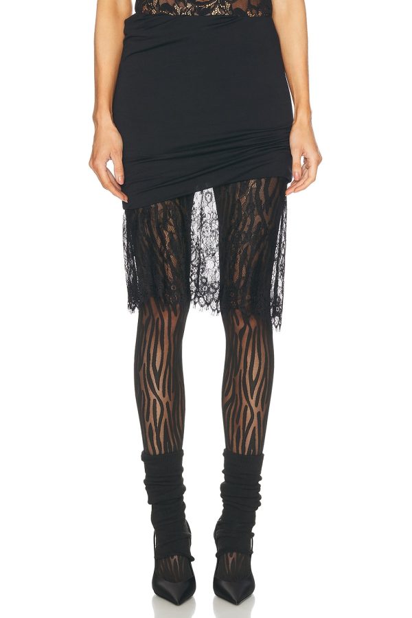 THE ATTICO Midi Skirt in Black - Black. Size 42 (also in 44).