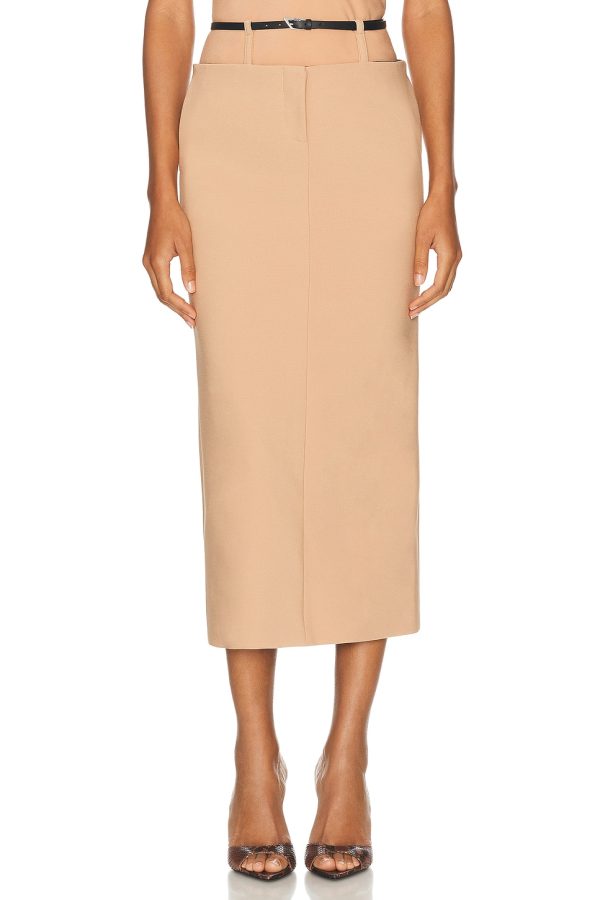 THE ATTICO Midi Skirt in Nude - Neutral. Size 36 (also in 42, 44).