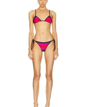 THE ATTICO Shaded Print Bikini Set in Red Black & Fuchsia - Pink. Size L (also in ).