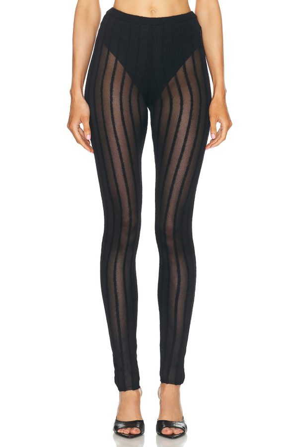 THE ATTICO Sheer Tights in Black - Black. Size 40 (also in 42).