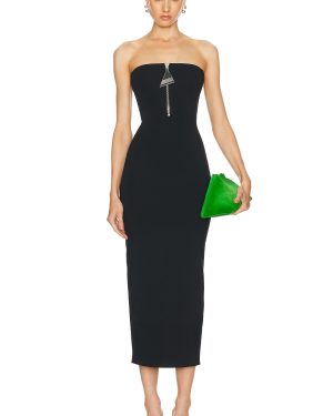 THE ATTICO Strapless Midi Dress in Black - Black. Size 42 (also in ).