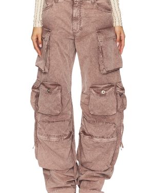 THE ATTICO Wide Leg Cargo Pant in Mauve. Size 25, 26, 27, 28.