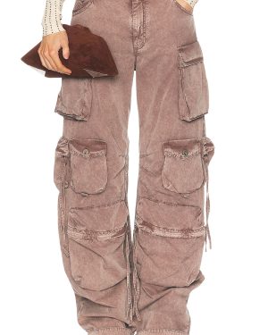 THE ATTICO Wide Leg Cargo Pant in Washed Mauve - Mauve. Size 24 (also in 25, 26, 27, 28).