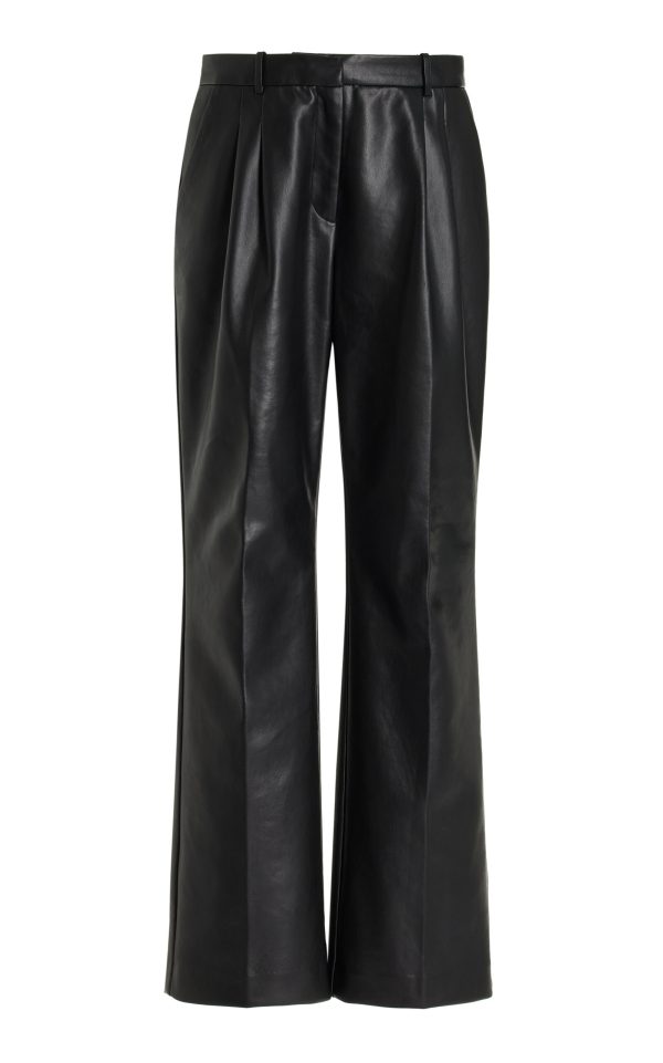 THE GARMENT - Brooklyn Recycled Leather Straight-Leg Pants - Black - UK 6 - Moda Operandi