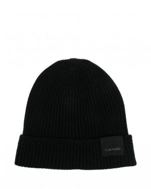 TOM FORD CASHMERE BRANDED HAT Size: L, colour: BLACK