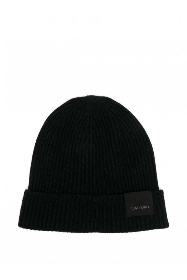 TOM FORD CASHMERE BRANDED HAT Size: L, colour: BLACK