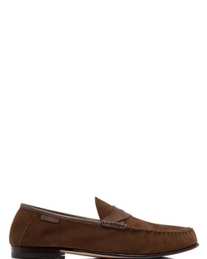 TOM FORD RIPLEY SUEDE LOAFERS Size: 12, colour: BROWN