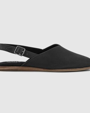 TOMS Womens Jade Slingback Mules Black Leather, 3