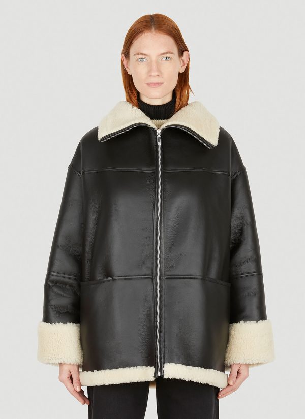 TOTEME Signature Shearling Jacket - Woman Jackets Black M - L