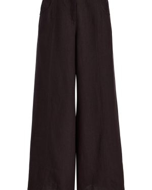 TWP - Dees Mid-Rise Linen Wide-Leg Pants - Brown - US 0 - Moda Operandi