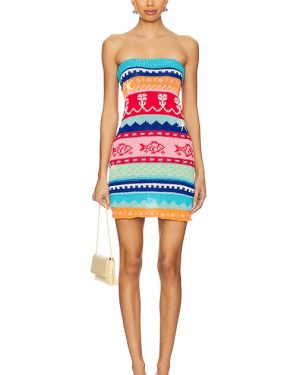 Tach Clothing Salma Knitted Mini Dress in Blue,Coral. Size S, XS.