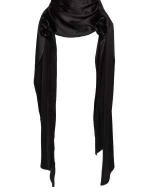 Taffeta Draped Mini Skirt W/ Rose