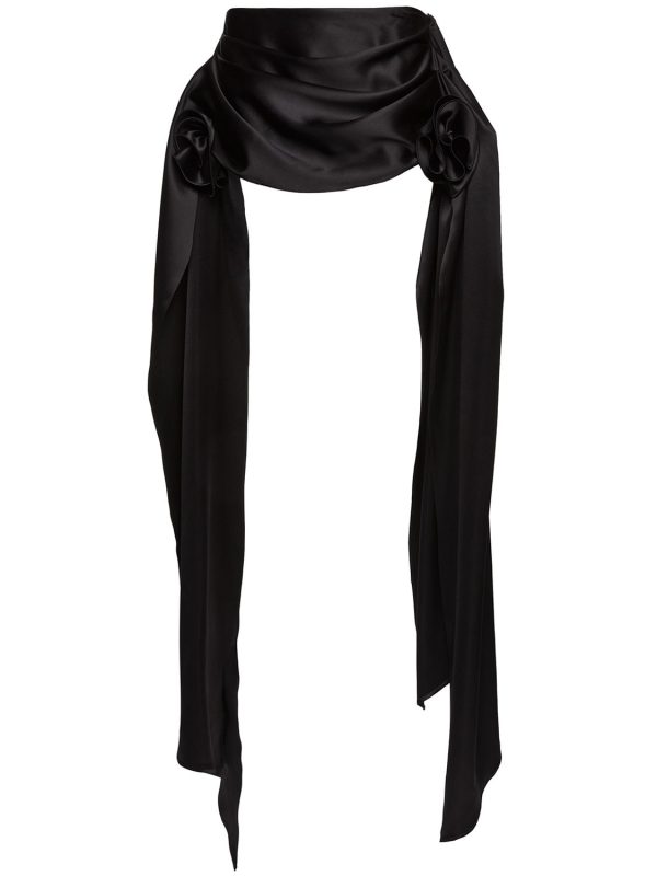 Taffeta Draped Mini Skirt W/ Rose