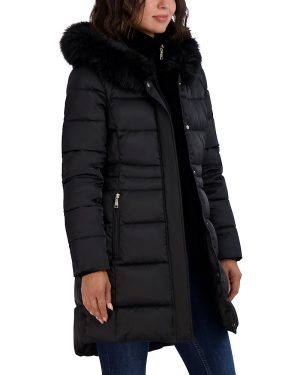 Tahari Dana Hooded Faux Fur Trim Puffer Coat