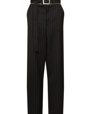 Tailored Pinstripe Wool Wide Pants