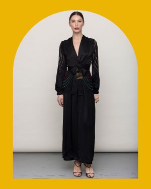 Tallulah and Hope Regular Length Satin Wrap Dress Black