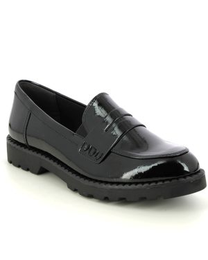 Tamaris Crissy 25 Black patent Womens loafers 24312-41-087 in a Plain Leather in Size 40
