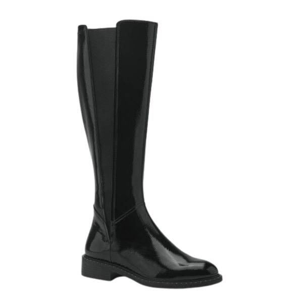 Tamaris Janne Long Black patent Womens knee-high boots 25518-41-018 in a Plain Man-made in Size 38