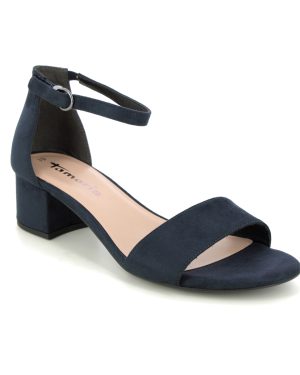 Tamaris Koli 45 Navy Womens Heeled Sandals 28201-42-805 in a Plain Textile in Size 37