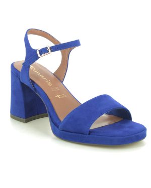 Tamaris Kore Ravel 80 Blue Womens Heeled Sandals 28343-44-187 in a Plain Textile in Size 39