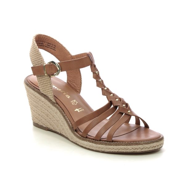 Tamaris Livi Espadrille Tan Leather Womens Wedge Sandals 28042-42-305 in a Plain Man-made in Size 41